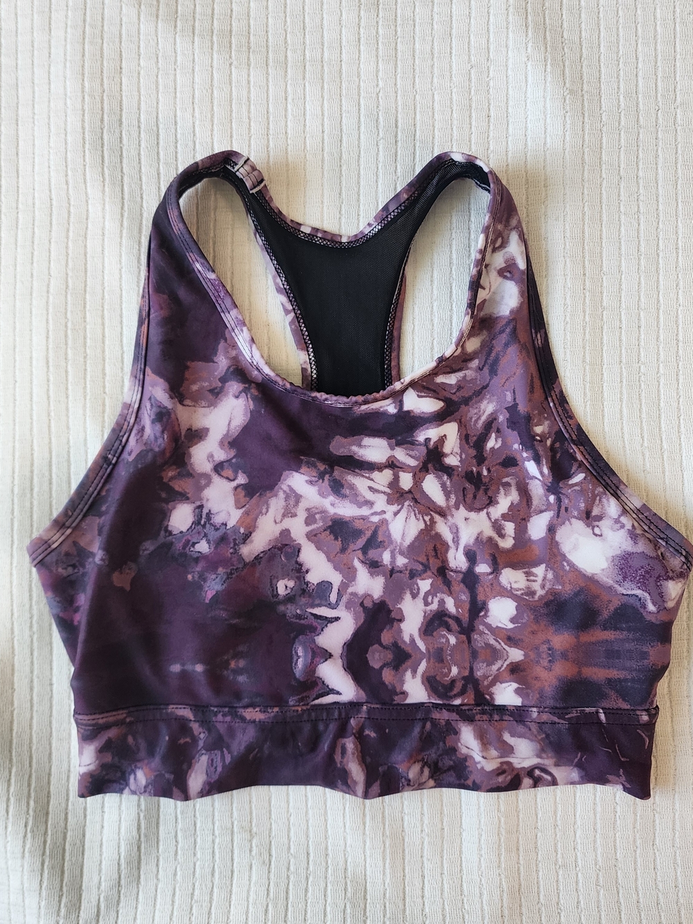 Women's Small Purple Tie-Dye Racerback Sports Bra